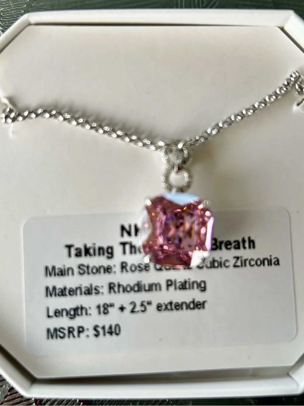 Bomb Party OG Necklace with Rose Quartz Cubic Zirconia Pendant